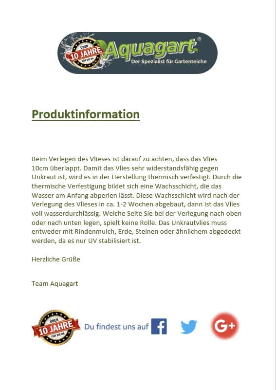 66 m² Havefleece Ukrudtsbekæmpelsesstof Ukrudtsforing Mulchforing Mulchstof 150 g 2 m bred