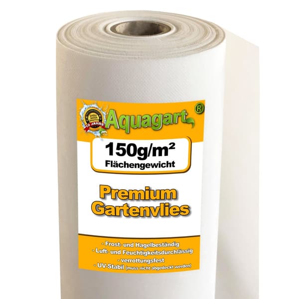 10 m² Havefleece Ukrudtsbekæmpelsesstof Ukrudtsforing Mulchstof 150 g/m² hvid 1 m bred