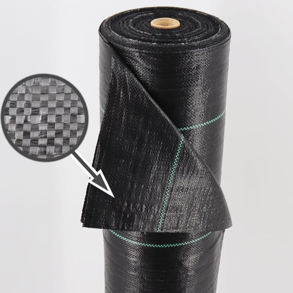 60 m² Ukrudtsbekæmpelsesmembran Ukrudtsforing Mulch liner 100 g 1 m bred Sort