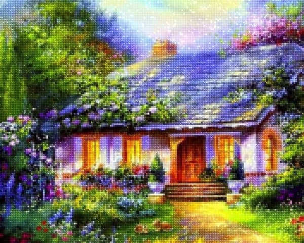 Diamantbroderi Eventyrhus 45x55 cm