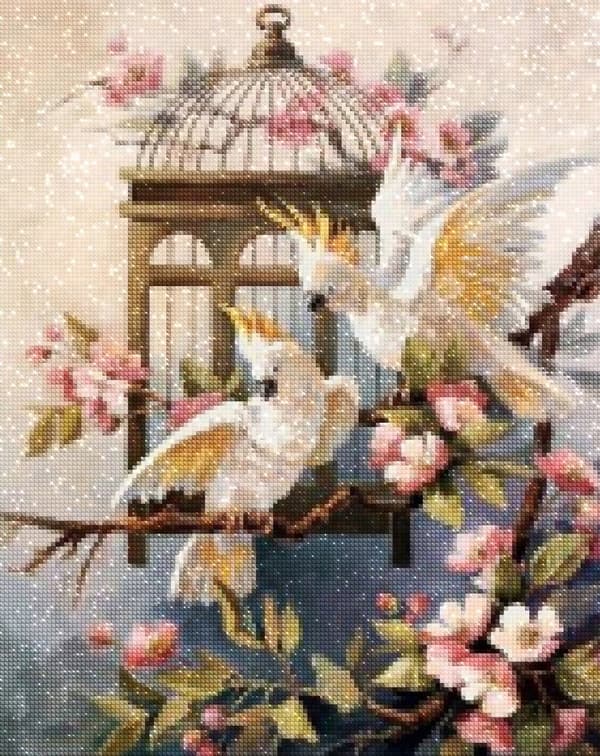Diamantbroderi Glad Kakadua 45x55 cm
