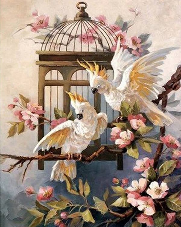 Diamantbroderi Glad Kakadua 45x55 cm