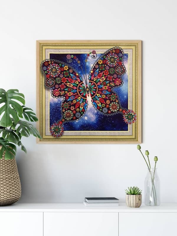 Diamantbroderi Fe Sommerfugl 47x47 cm