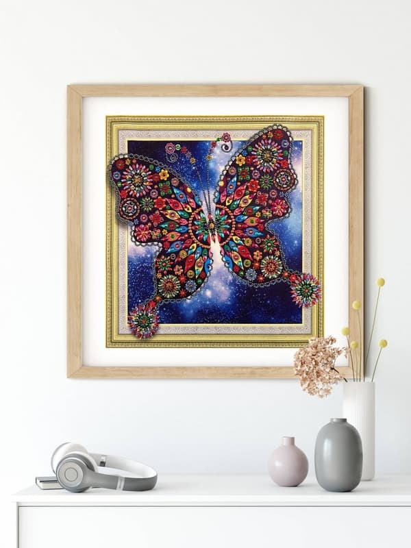 Diamantbroderi Fe Sommerfugl 47x47 cm