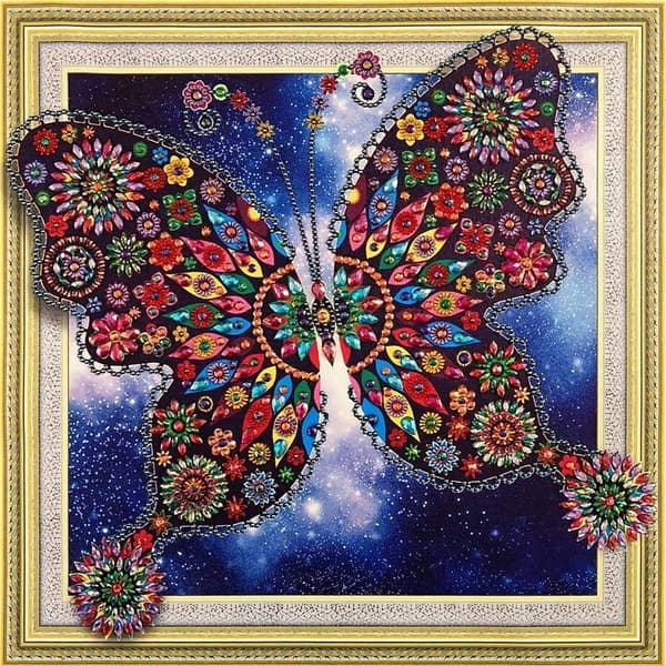 Diamantbroderi Fe Sommerfugl 47x47 cm