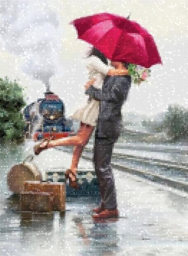 Diamantbroderi Par i Forelskelse Station 45x55 cm