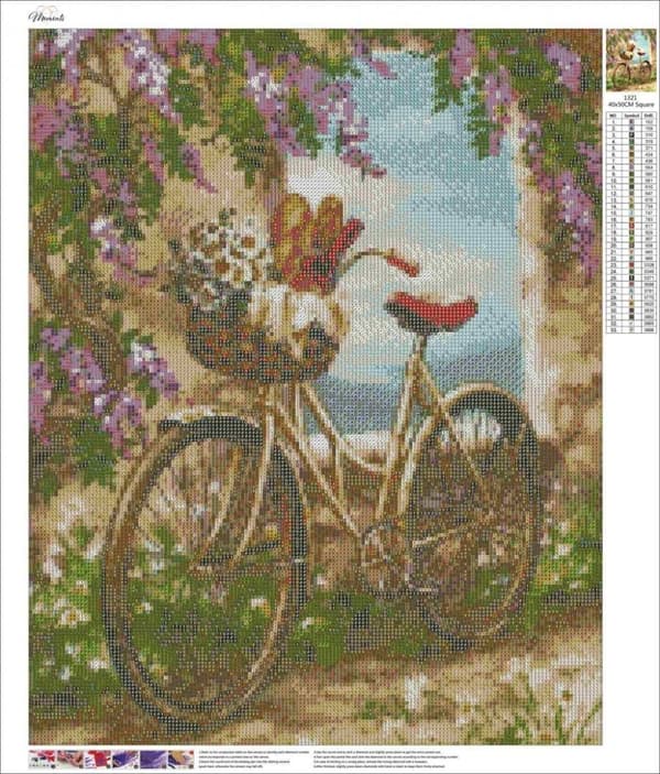 Timanttikirjonta Idyllinen Ajelu - Polkupyörä 45x55 K