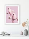 Miniatyrbillede 5 af 6: Diamantbroderi med lyserøde papegøjer 45x55 K