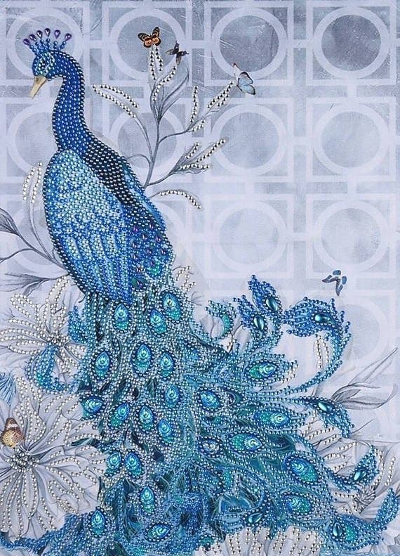 Diamantbroderi Lilla Påfugl 2 35x45 cm