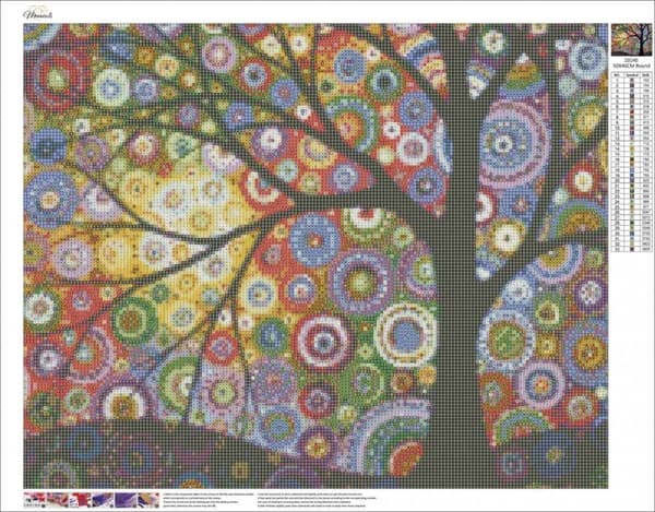 Diamantbroderi Träd i tusen färger 45x55 cm
