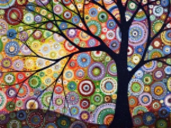Diamantbroderi Träd i tusen färger 45x55 cm