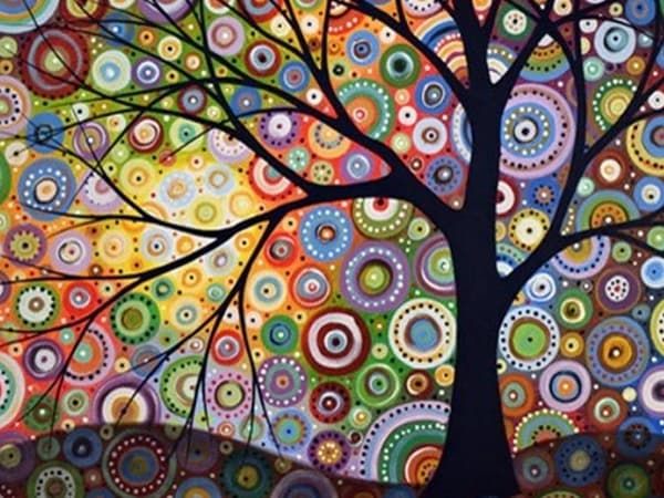 Diamantbroderi Träd i tusen färger 45x55 cm