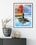 Miniatyrbillede 5 af 6: Diamantbroderi Træ Fire Årstider 45x55 cm K
