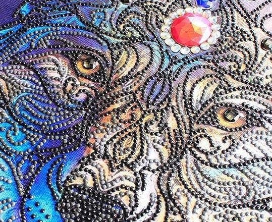 Diamantbroderi Rubin Ulv 36x46 cm