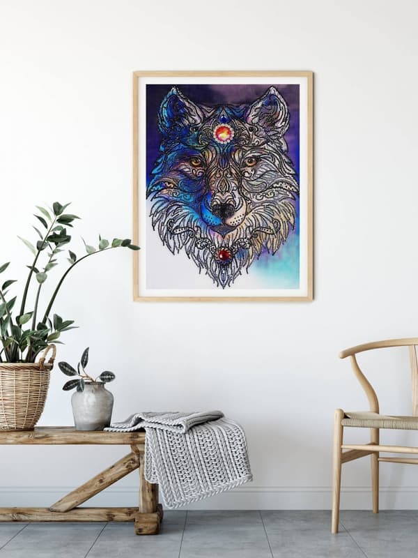 Diamantbroderi Rubin Ulv 36x46 cm