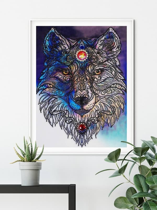 Diamantbroderi Rubin Ulv 36x46 cm