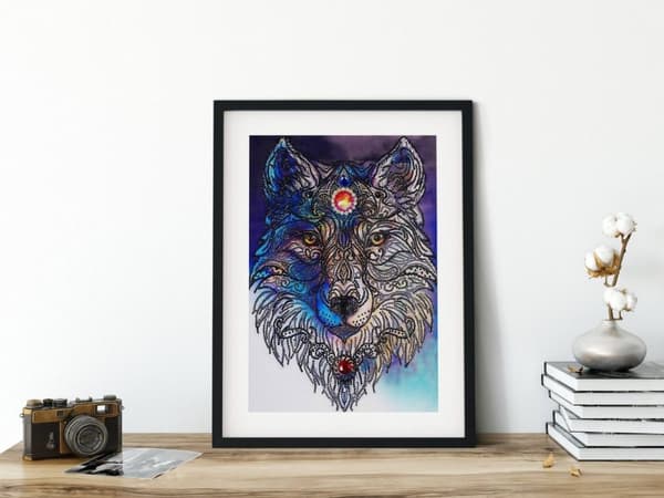 Diamantbroderi Rubin Ulv 36x46 cm