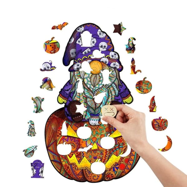 Træpuslespil Halloween Gnome L