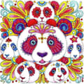 Miniatyrbild 1 av 5: Diamantbroderi Färgglada Pandor 30x30 cm