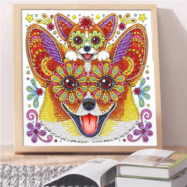 Diamantbroderi Glad Chihuahua 30x30 cm