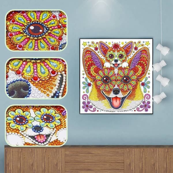 Diamantbroderi Glad Chihuahua 30x30 cm