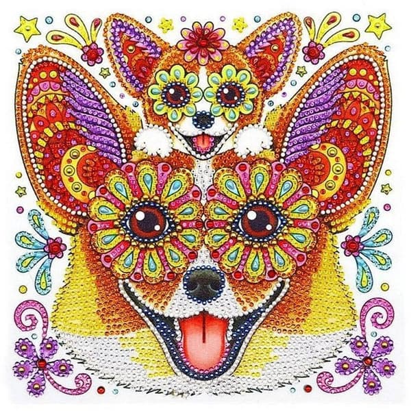 Diamantbroderi Glad Chihuahua 30x30 cm