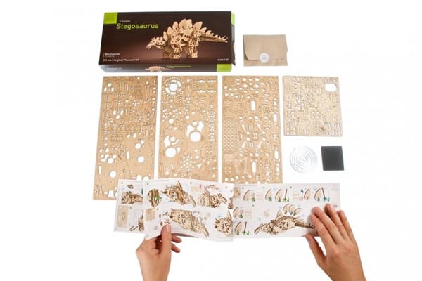 3D Træpuslespil Stegosaurus uGEARS