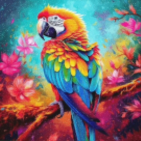 Diamantbroderi Färgglad Papegoja 45x45 cm