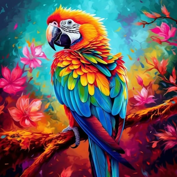 Diamantbroderi Färgglad Papegoja 45x45 cm