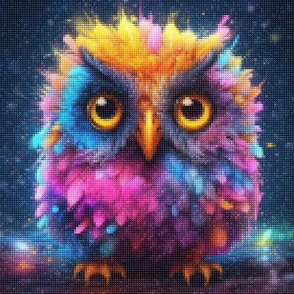 Diamantbroderi Uggla Färger 45x45