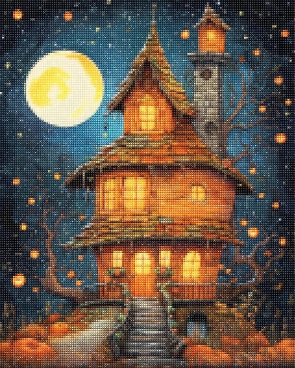 Diamantbroderi Fantastisk Hjemsøgt Hus 45x55 cm