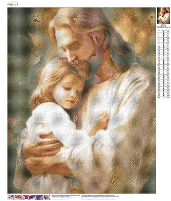 Diamantbroderi Jesus Omtanke 45x55 cm