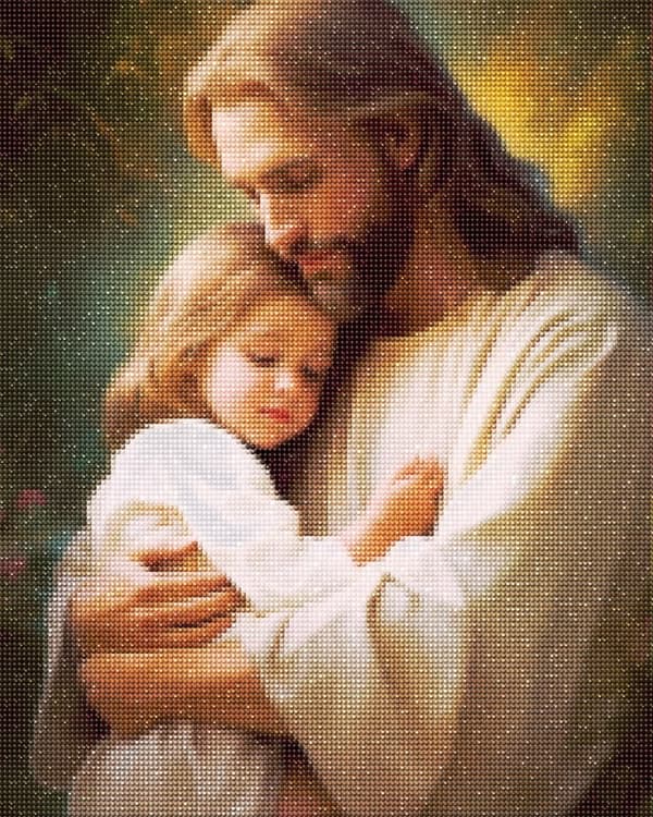 Diamantbroderi Jesus Omtanke 45x55 cm
