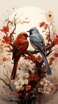 Miniatyrbillede 1 af 4: Diamantbroderi Forårsfugle 45x75 cm