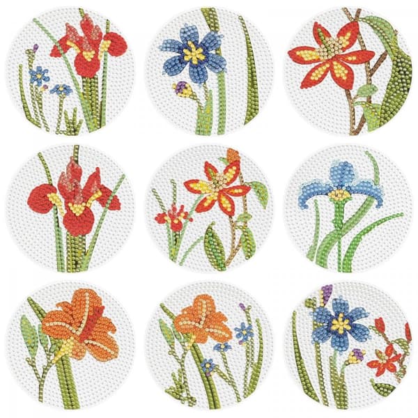 Diamantbroderi - Glasunderlägg Set med 9 glasunderlägg - Iriser