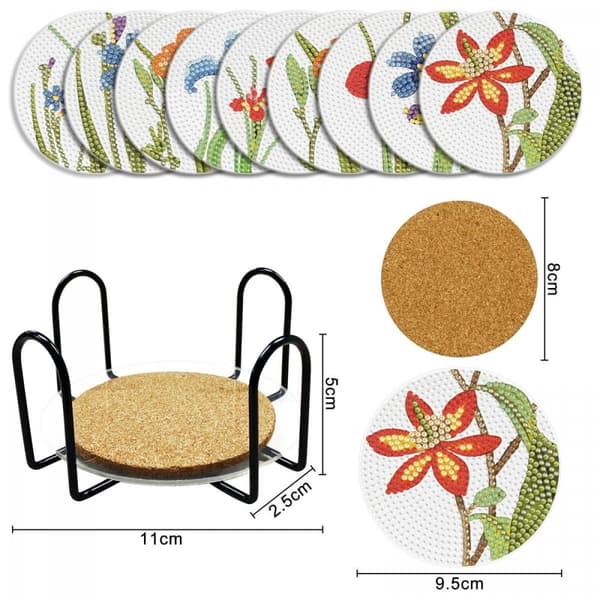 Diamantbroderi - Glasunderlägg Set med 9 glasunderlägg - Iriser