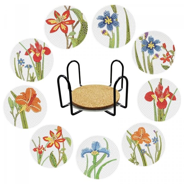Diamantbroderi - Glasunderlägg Set med 9 glasunderlägg - Iriser