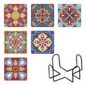 Miniatyrbild 1 av 6: Diamantbroderi - Glasunderlägg - Fyrkantiga 6 st - Mandalas 2