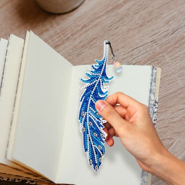 Diamantbroderi Bokmärke Bokmärken Set med 6 - Påfågelfjädrar