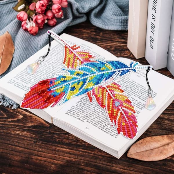Diamantbroderi Bokmärke Bokmärken Set med 6 - Påfågelfjädrar