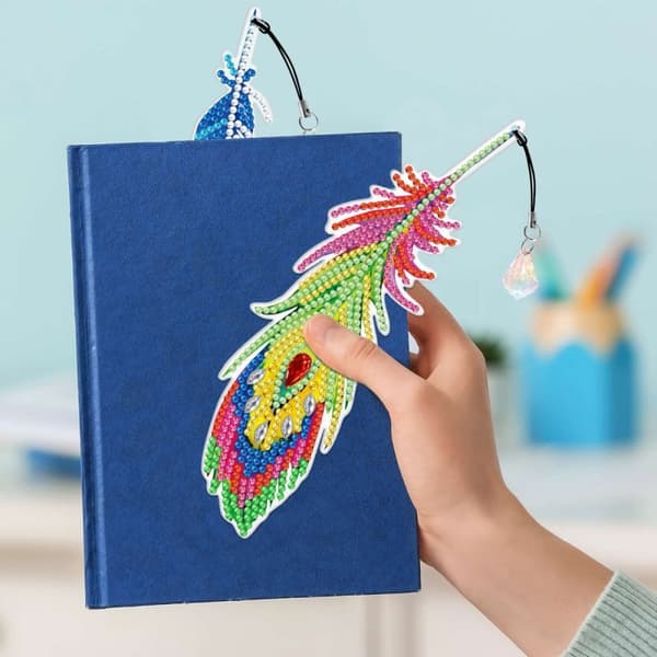 Diamantbroderi Bokmärke Bokmärken Set med 6 - Påfågelfjädrar