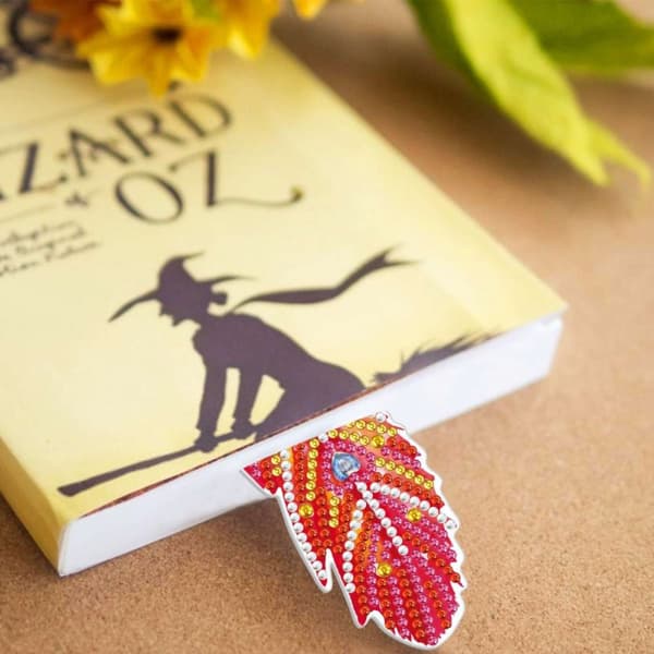 Diamantbroderi Bokmärke Bokmärken Set med 6 - Påfågelfjädrar