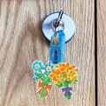 Miniatyrbild 6 av 7: Diamantbroderihänge Nyckelring Nyckelring 5 st - Blommor