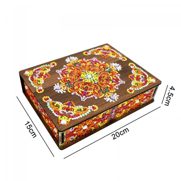 Diamantbroderi Dekorativ Ask Kista - Orange Mandala