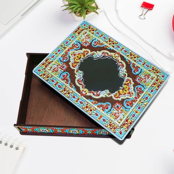 Diamantbroderi Dekorativ Æske Smykkeæske Spejl - Eventyrlig Ornament