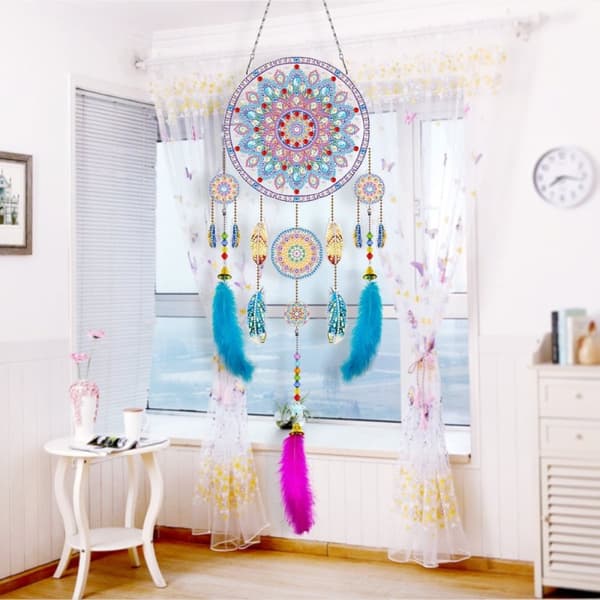 Diamant Drømmefanger Broderi - Blå Mandala