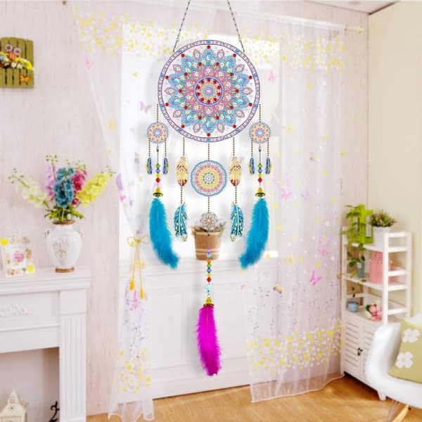 Diamant Drømmefanger Broderi - Blå Mandala