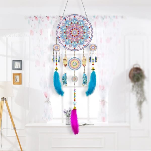 Diamant Drømmefanger Broderi - Blå Mandala