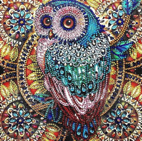 Diamantbroderi Solig Uggla 30x30 cm
