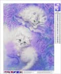 Miniatyrbillede 3 af 6: Diamantbroderi Hvide Katte To 35x45 cm